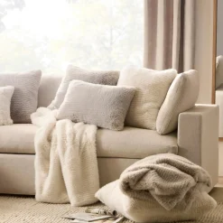 New Grey Maddox Faux Fur Decorative Lumbar Pillow Decorative Throw Pillows