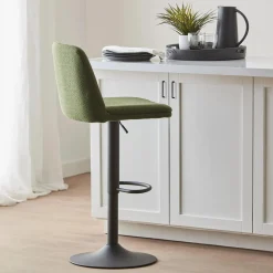 New Khaki Fabric and Metal Adjustable Bar Stool Bar & Counter Stools|Modern Bar & Counter Stools