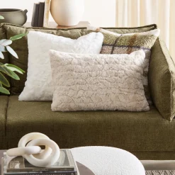 Light Beige Sheep Faux Fur Decorative Lumbar Pillow Decorative Throw Pillows