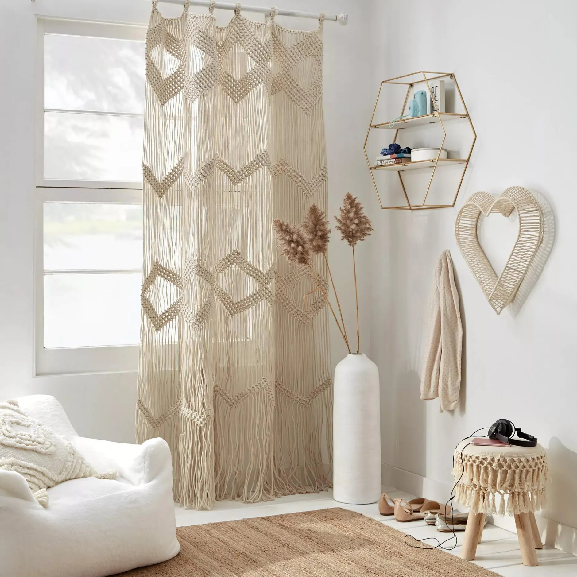 New Macrame Curtain Sheer Curtains & Window Sheer Panels|Room Darkening & Light Filtering Curtains