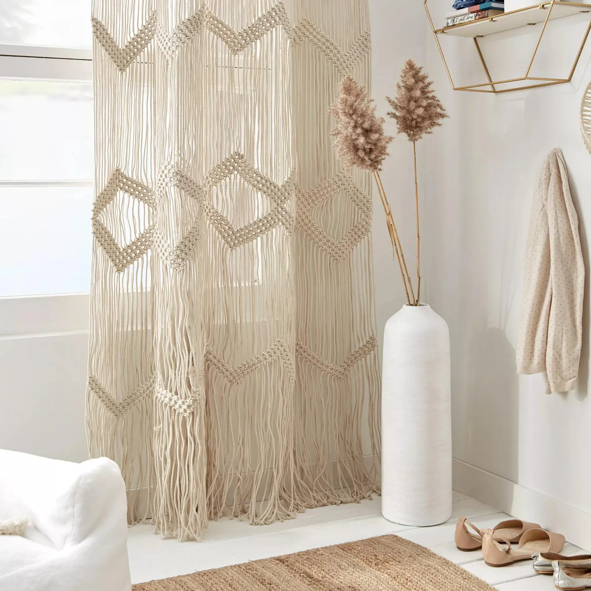New Macrame Curtain Sheer Curtains & Window Sheer Panels|Room Darkening & Light Filtering Curtains