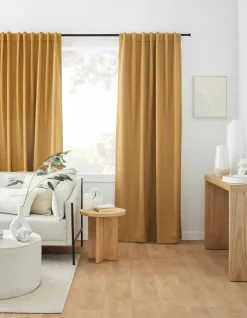 New Ochre Taha Rod Pocket Back Tab Blackout Curtain Sheer Curtains & Window Sheer Panels|Blackout Window Curtains