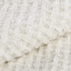 Hot Off White Basic Chenille Knit Throw Decorative Throws & Blankets