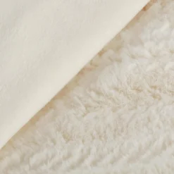 Off White Ellyn Faux Fur Throw Decorative Throws & Blankets