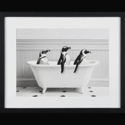 Hot Penguins in Bathtub Printed Framed Canvas Printed & Photography Wall Art Canvases