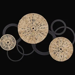 Online Rattan and Metal Circles Wall Art Wall Decorations