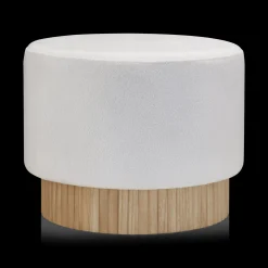 Best Round Fabric and Wood Bench Entryway Benches Ottomans And Poufs|Ottomans & Benches