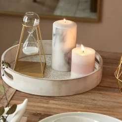 Discount Round Patterned Wood Tray Home Decorative Items & Objects