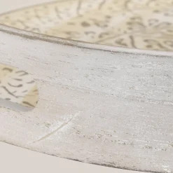 Discount Round Patterned Wood Tray Home Decorative Items & Objects