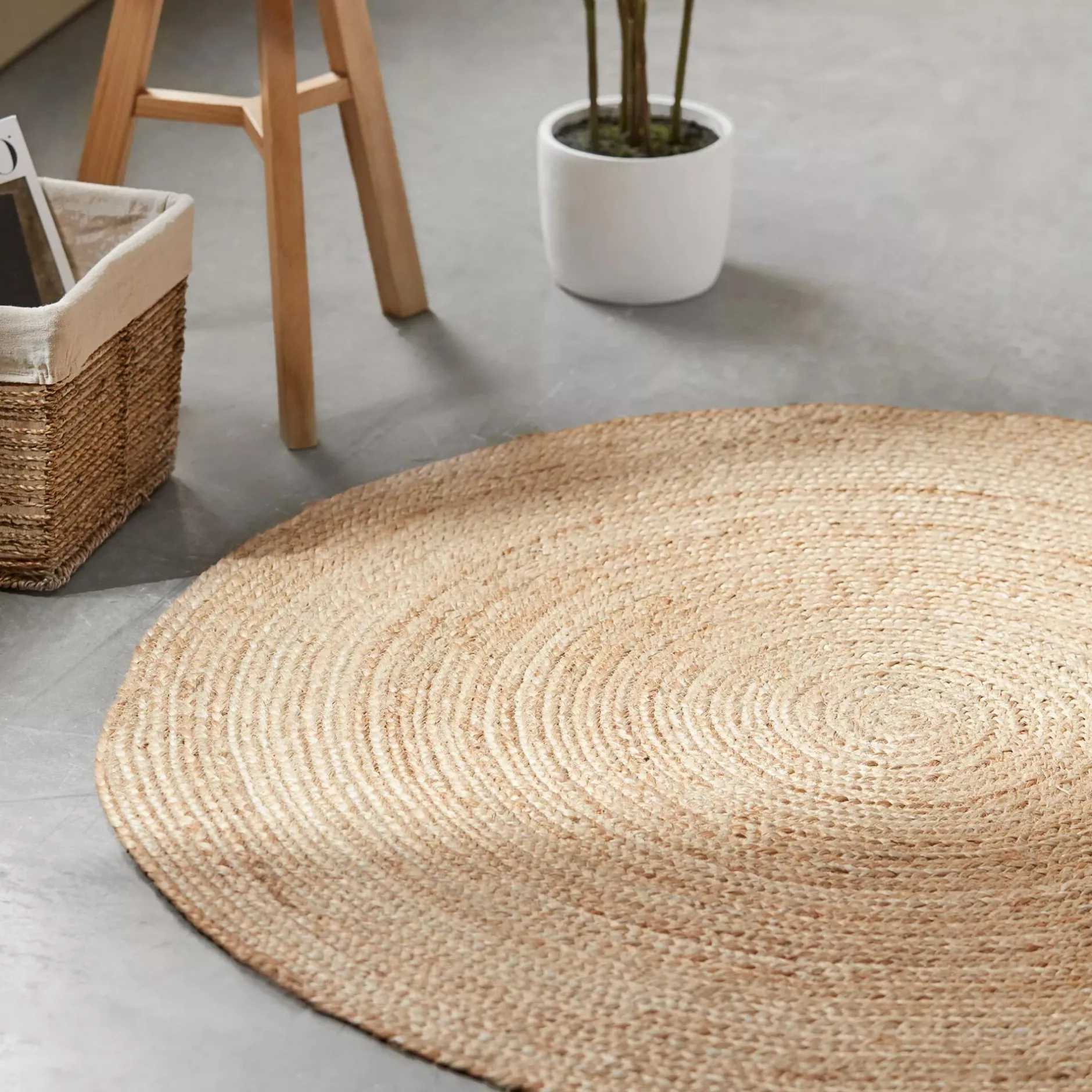 Clearance Round Solid Jute Rug Rugs