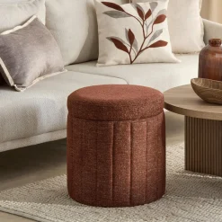 Hot Round Storage Fabric Ottoman Entryway Benches Ottomans And Poufs|Ottomans & Benches