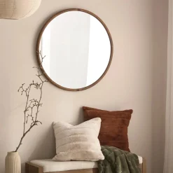 New Round Wood Frame Mirror Mirrors