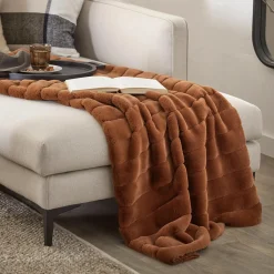 Hot Rust Cougar Faux Fur Throw Decorative Throws & Blankets