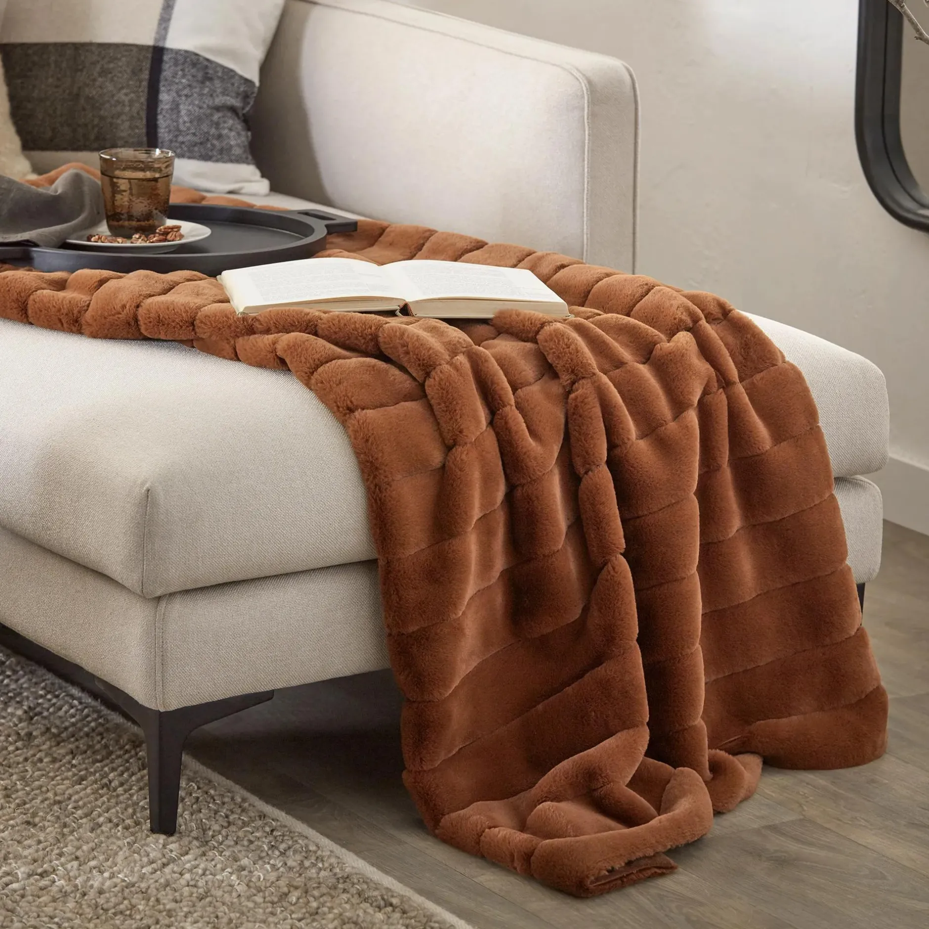 Hot Rust Cougar Faux Fur Throw Decorative Throws & Blankets