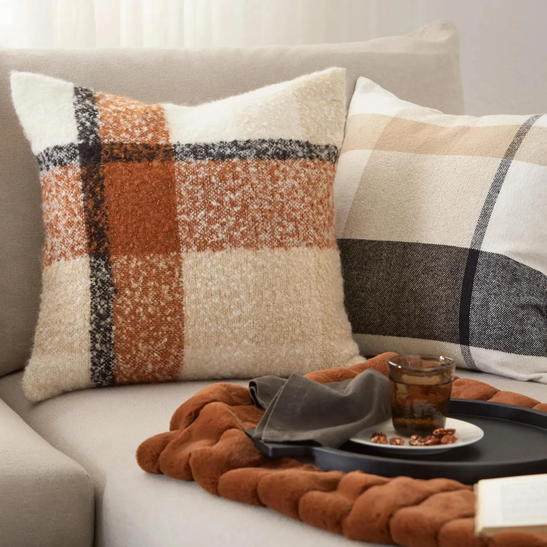 Hot Rust Cougar Faux Fur Throw Decorative Throws & Blankets