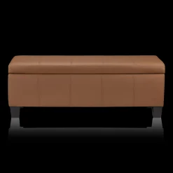 Discount Rust Faux Leather Storage Bench Entryway Benches Ottomans And Poufs|Ottomans & Benches