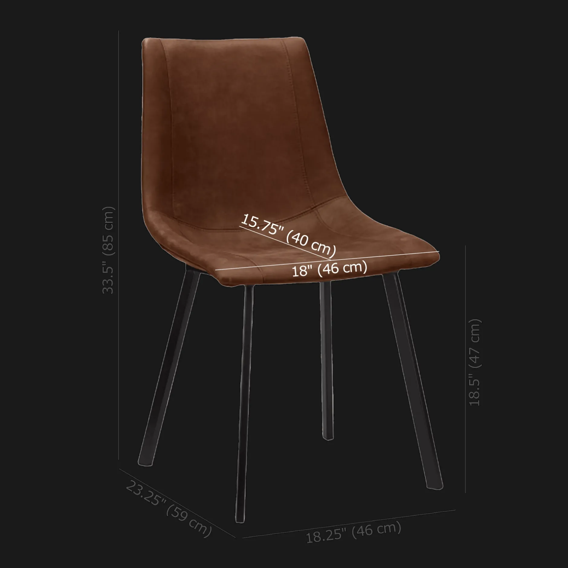 Rust Textured Faux Leather and Metal Dining Chair Furniture Accessories|Dining Chairs