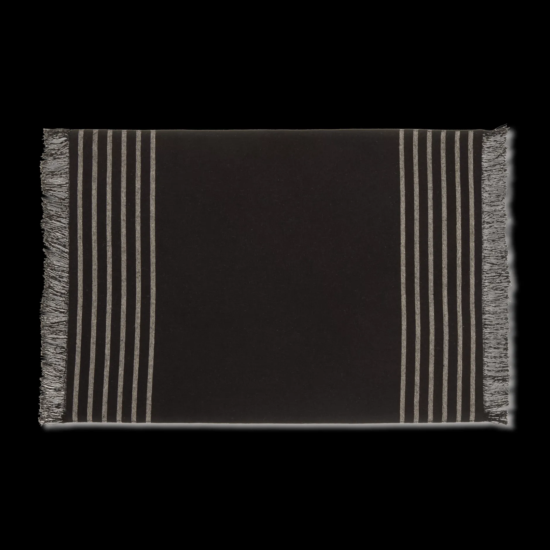 Hot Set of 4 Black & Natural Fringed Fabric Placemats Dinnerware|Kitchen & Dining Accessories