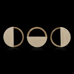 Set of 3 Mango Wood and Rope Circle Wall Decor Wall Decorations