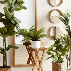 Set of 3 Mango Wood and Rope Circle Wall Decor Wall Decorations