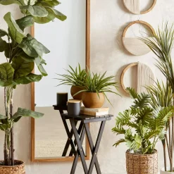 Set of 3 Mango Wood and Rope Circle Wall Decor Wall Decorations