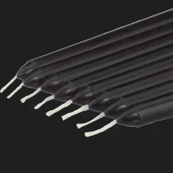 Discount Set of 8 Unscented Tapered Black Candles Candles & Candle Stick Holders