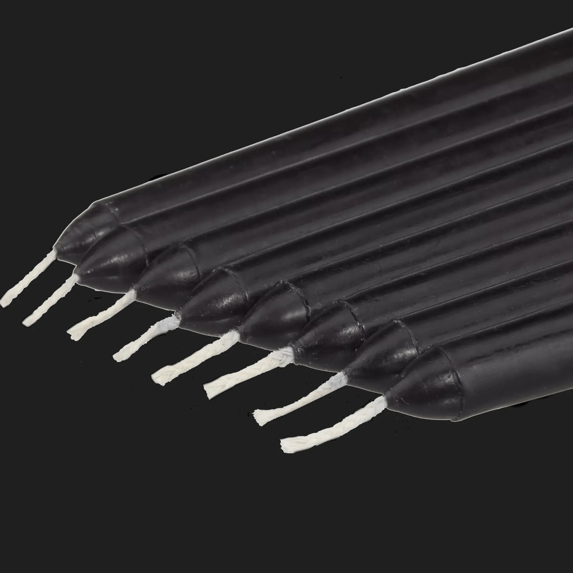 Discount Set of 8 Unscented Tapered Black Candles Candles & Candle Stick Holders