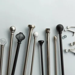 New Silver Melbourne Curtain Rod Set - Diameter 25mm Curtain Rods