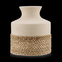 Discount Speckled Ceramic and Rattan Vase Modern Decorative Vases|Home Decorative Items & Objects