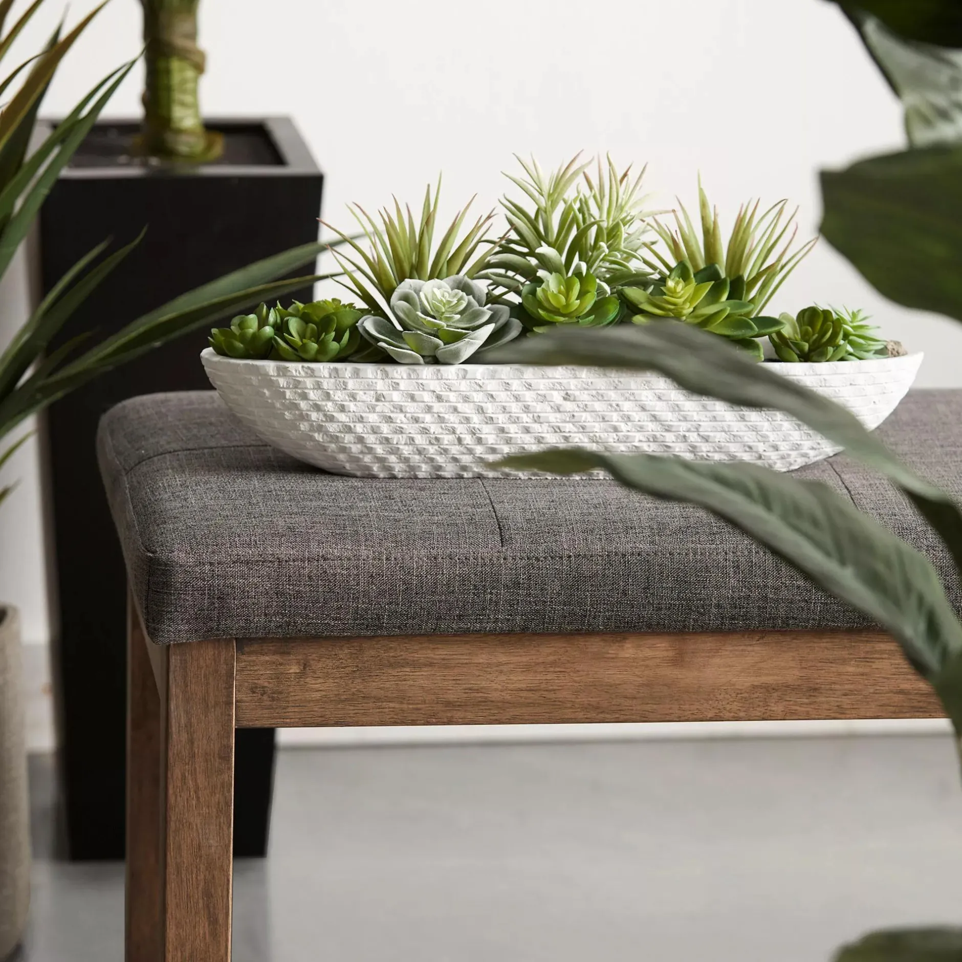 Succulents in Cement Tray Artificial Plants