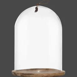 Discount Tall Glass Dome with Acadia Wood Base Home Decorative Items & Objects