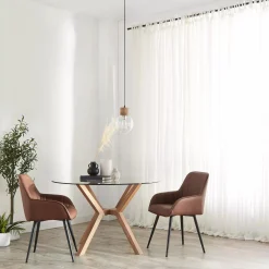 Outlet Textured Faux Leather and Metal Dining Chair Furniture Accessories|Dining Chairs