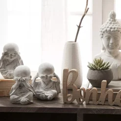 Hot Three Wise Buddha Cement Statuettes Home Decorative Items & Objects