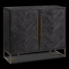 New Two-Door Chevron Veneer and Metal Buffet Furniture Accessories|Buffet Tables & Credenzas