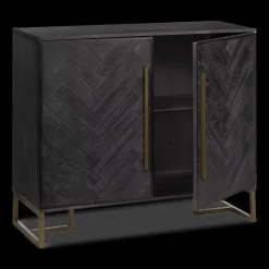 New Two-Door Chevron Veneer and Metal Buffet Furniture Accessories|Buffet Tables & Credenzas