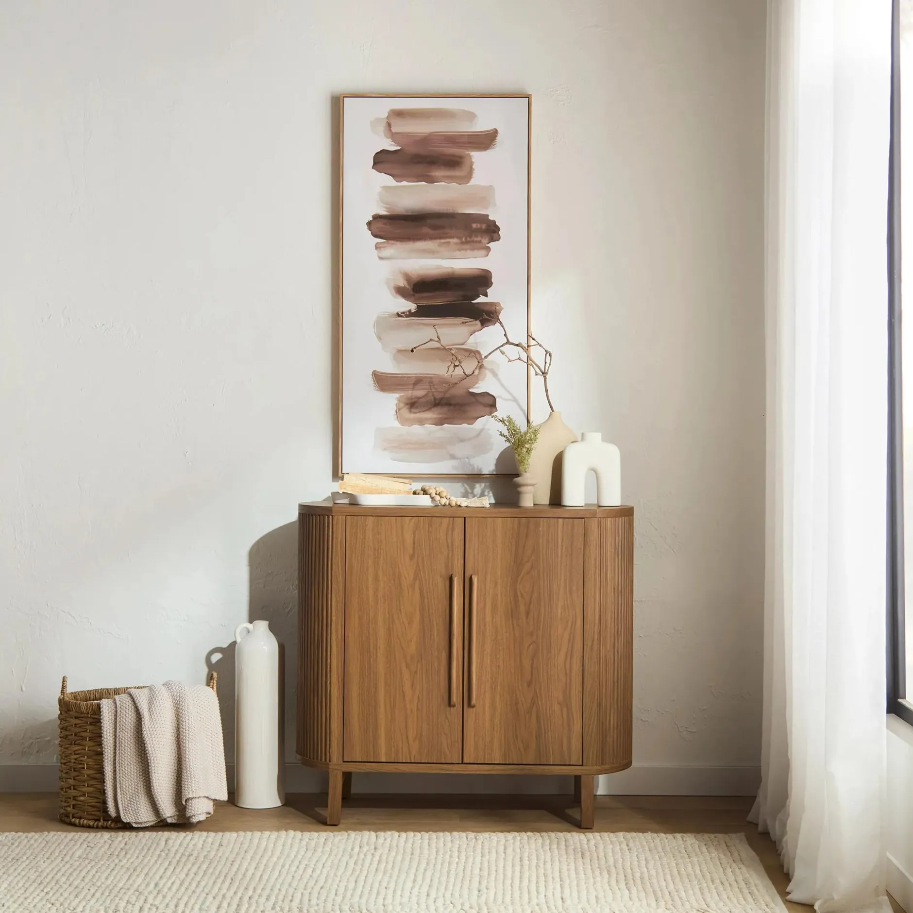 Outlet Walnut Veneer Buffet With Two Doors Furniture Accessories|Buffet Tables & Credenzas