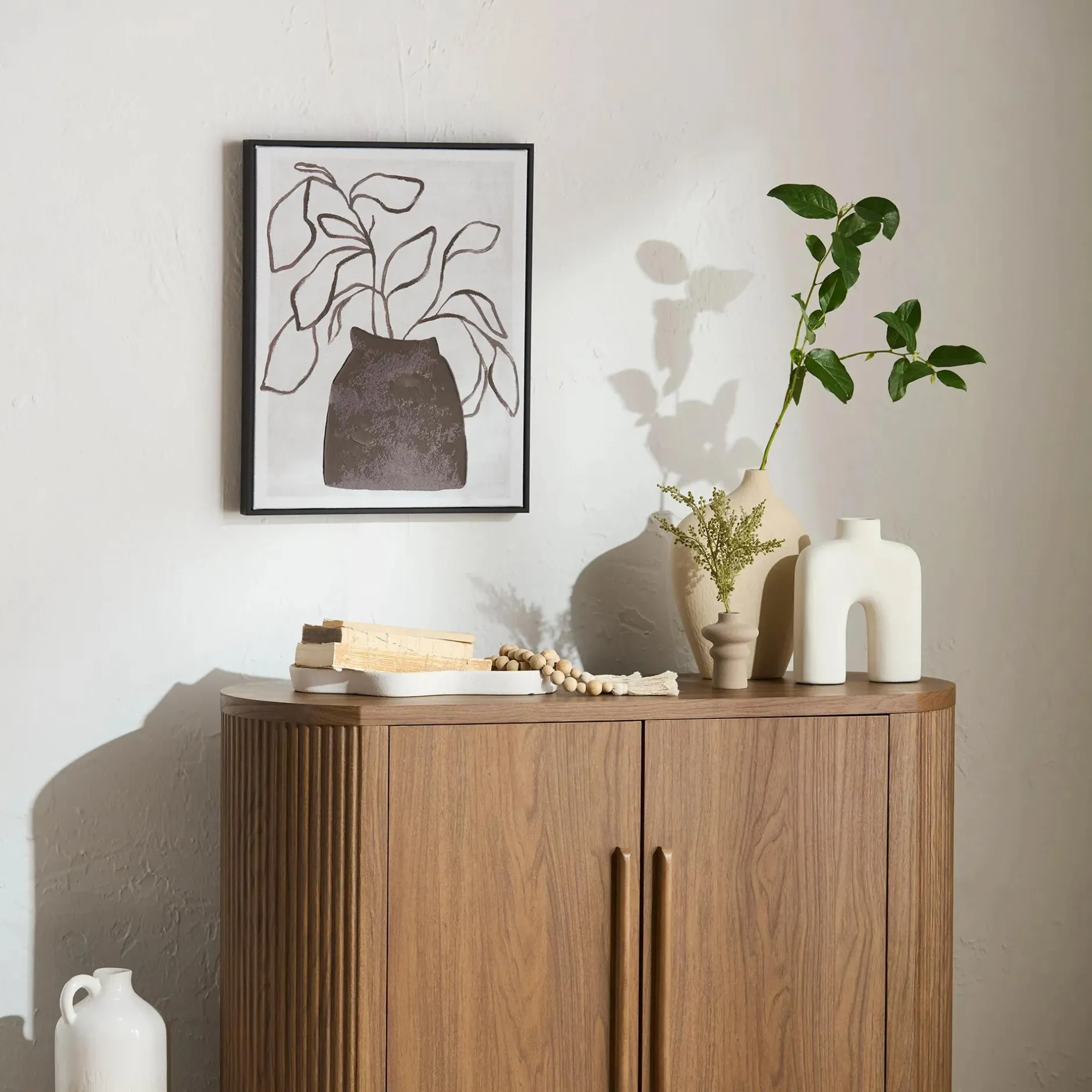 Outlet Walnut Veneer Buffet With Two Doors Furniture Accessories|Buffet Tables & Credenzas