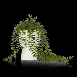 Waterfall Eucalyptus in White Hourglass Pot Artificial Plants