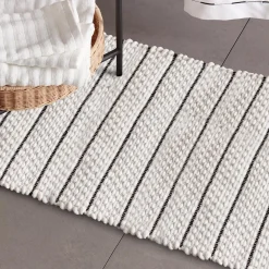 Best White Bathmat with Black Stripes Bath Mats