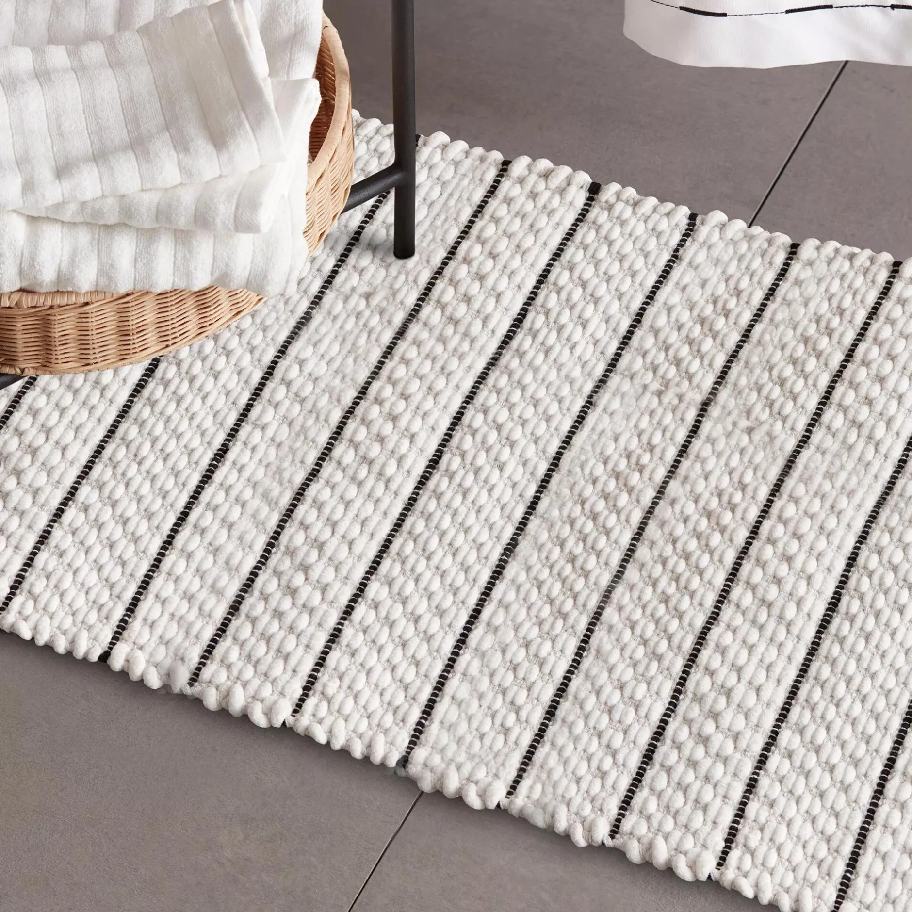 Best White Bathmat with Black Stripes Bath Mats