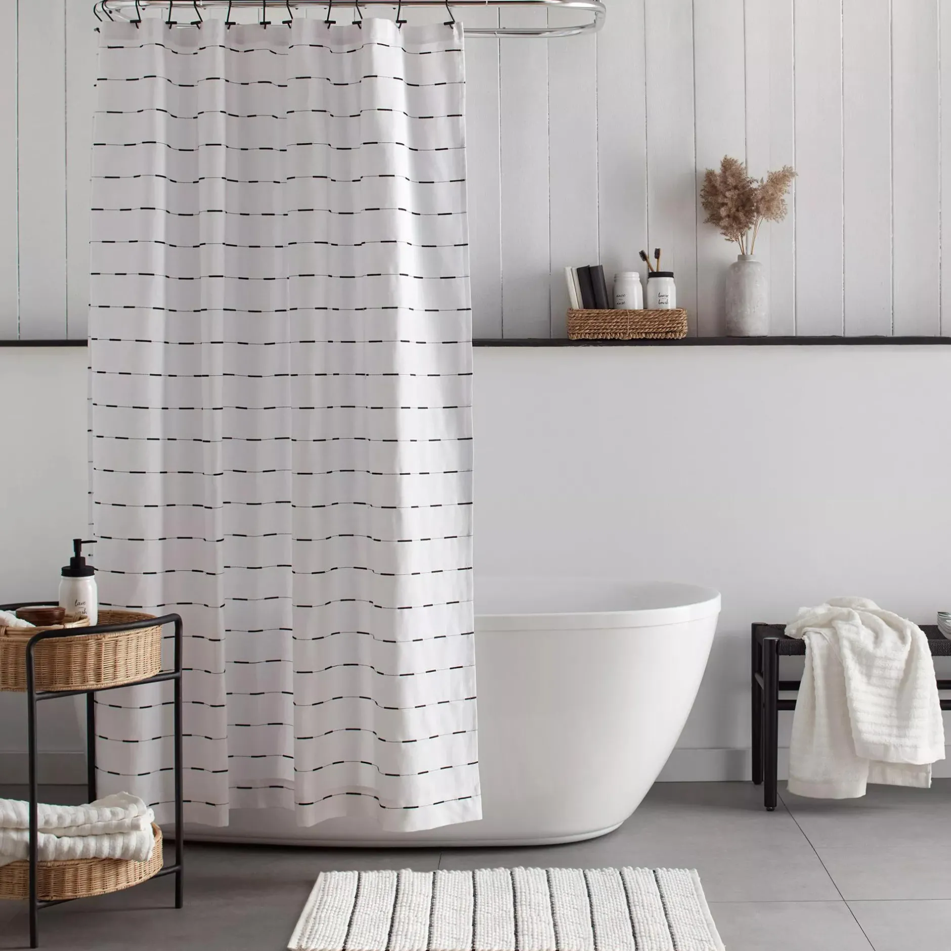 Best White Bathmat with Black Stripes Bath Mats