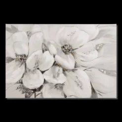 Sale White Blossom Printed Canvas with Gel-Embellishments Oil Paintings