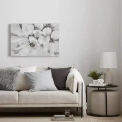 Sale White Blossom Printed Canvas with Gel-Embellishments Oil Paintings