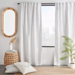 Hot White Dayni Blackout Back-Tab Curtain Sheer Curtains & Window Sheer Panels|Blackout Window Curtains