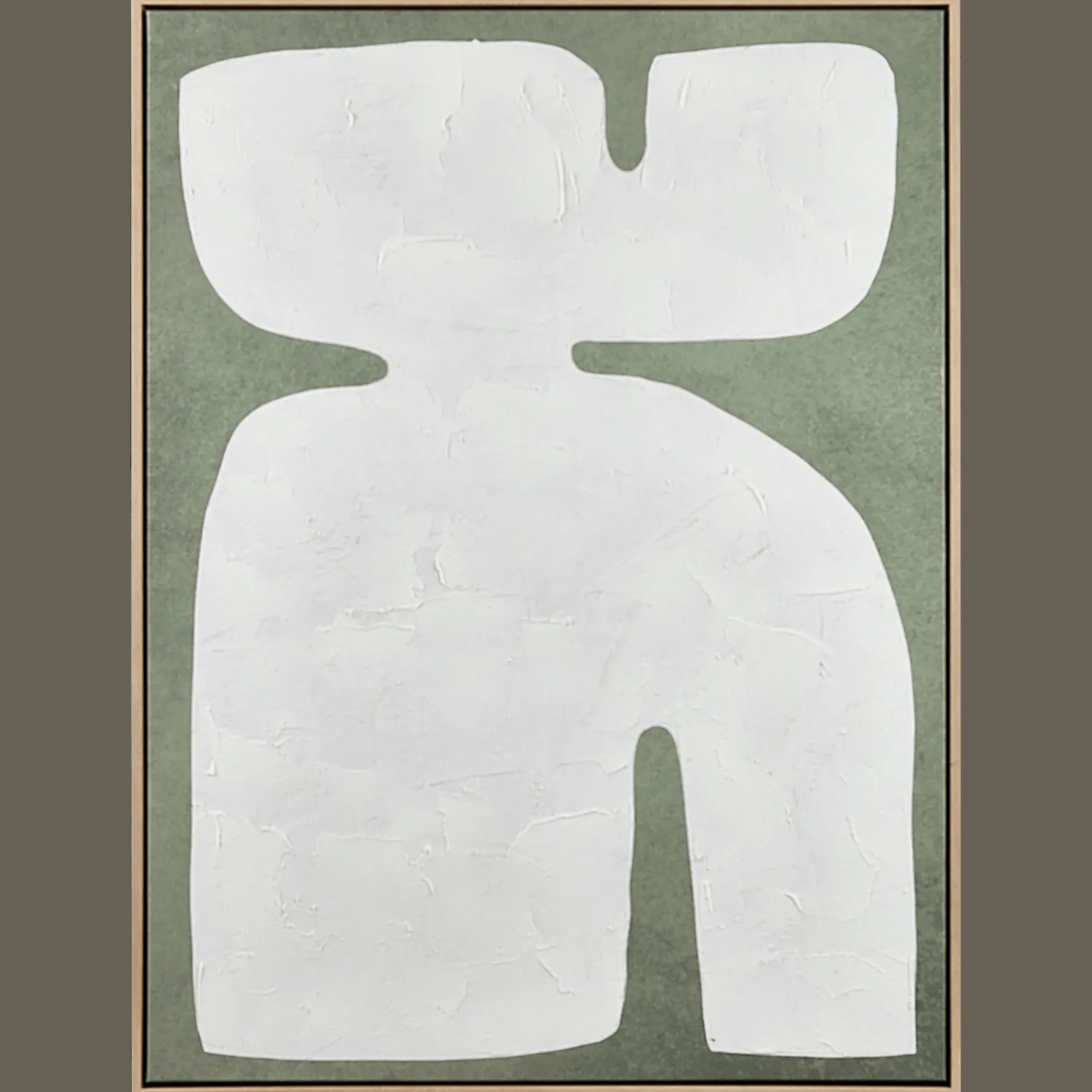 Sale White Form on Green Framed Art Oil Paintings