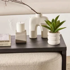 Sale White Short Ribbed Candle Candles & Candle Stick Holders