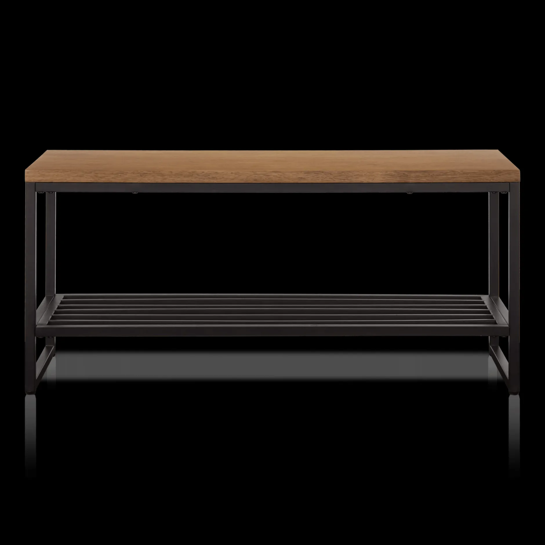 Hot Wood and Metal Bench with Shoe Rack Entryway Benches Ottomans And Poufs|Ottomans & Benches