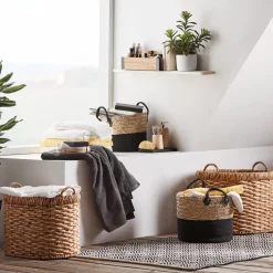 Woven Seagrass and Cotton Rope Basket Storage Baskets & Hampers|Storage & Baskets